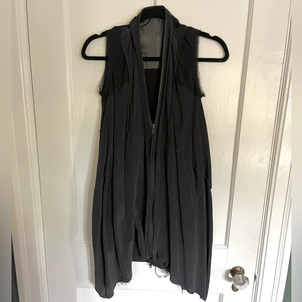 All Saints Zip-Front Silk Tunic Top